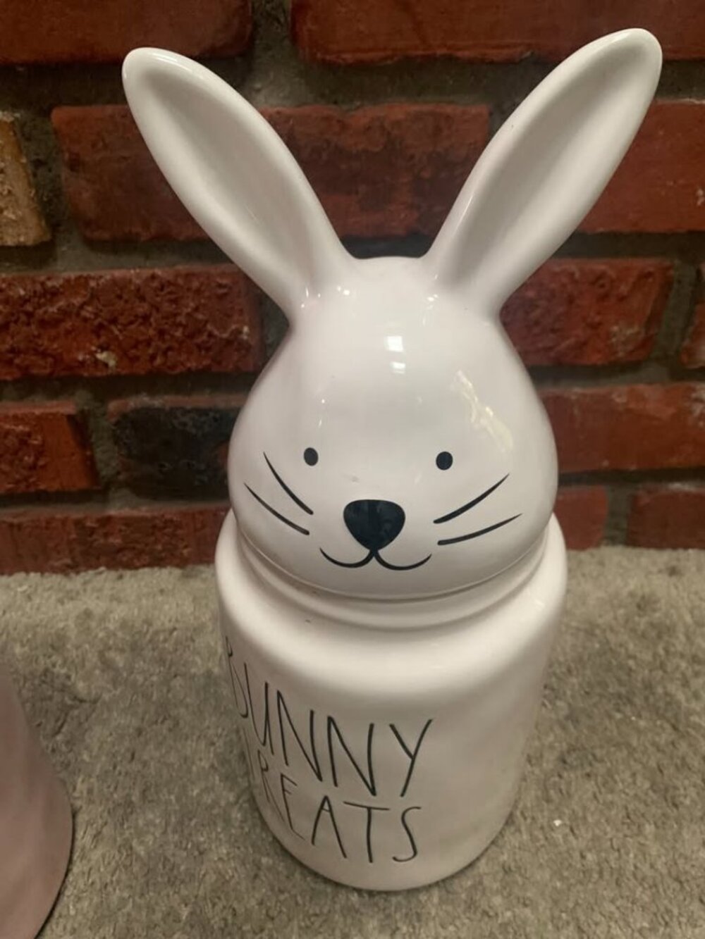 Rae Dunn White Ceramic Bunny Treats Canister Jar SELLING AS IS